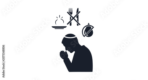 Silhouette of a Jewish man fasting during Yom Kippur.