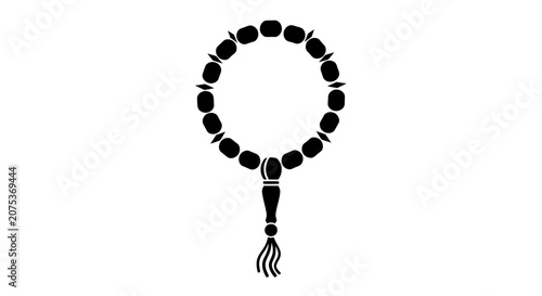 Black silhouette of Islamic prayer beads subha tasbih.