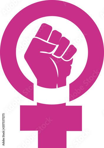Cuadro en lienzo Feminist symbol with raised fist icon