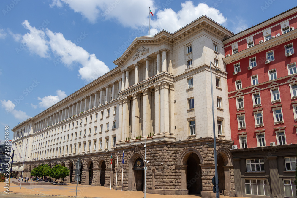 Fototapeta premium Council of Ministers government building exterior in Largo square Sofia Bulgaria