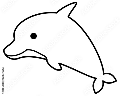 かわいいイルカのモノクロアイコン