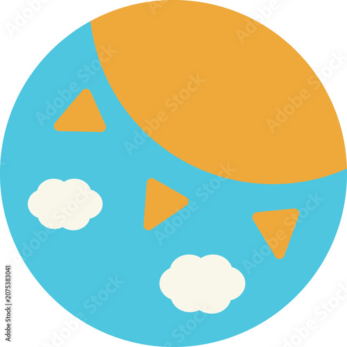 シンプルでかわいい青空と太陽のアイコン（フラットデザイン）