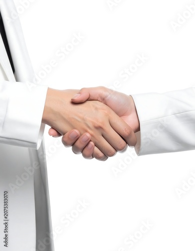 A close-up of two people shaking hands