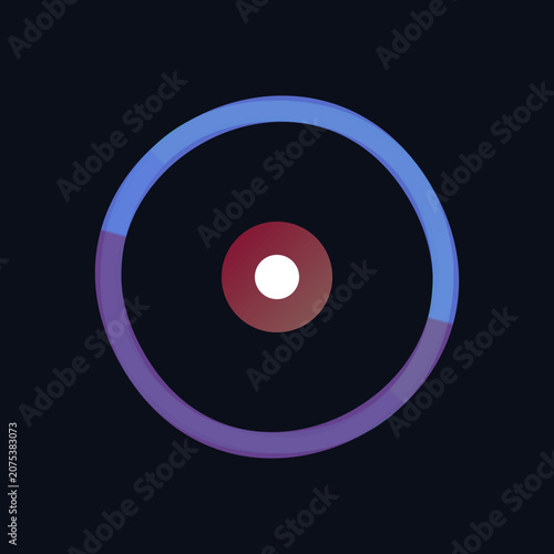 Photography Abstract digital art featuring concentric purple and red rings around central white circular focal point