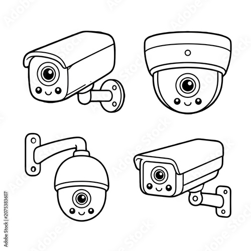 Security cameras in different styles.