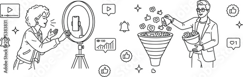 Photos Social media marketing and content creation banner concept with influencers stre