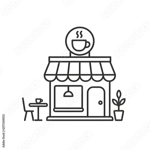 Simple line drawing of coffee shop.