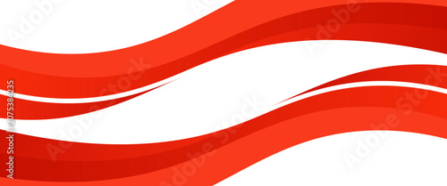 Red Wave on White Background Simple curve background for business with space for text