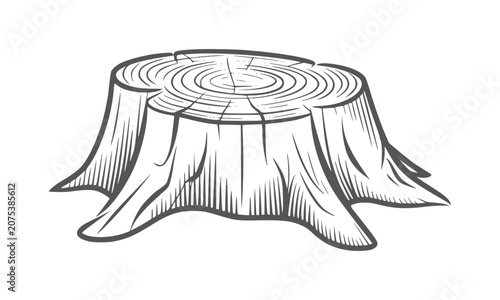 Foto Black and white of a rough tree stump with visible rings and bark texture wood