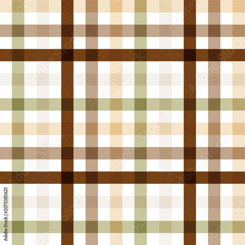 Fall tartan seamless pattern with brown and green checkered lines