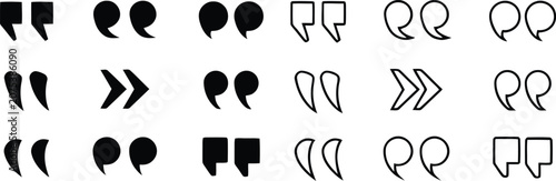 Fotografía Quotation mark icon set in different styles for text, quotes and citations, Quotation Marks and Punctuation Icon Set, Quote Mark icon set