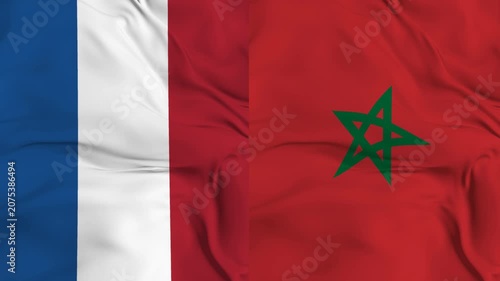 Netherlands vs Morocco flag animation seamless loop close-up. 4K