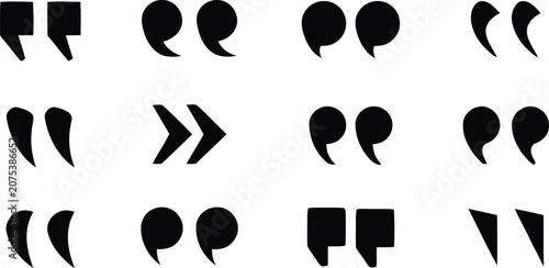Obraz na płótnie Quotation mark icon set in different styles for text, quotes and citations, Quotation Marks and Punctuation Icon Set, Quote Mark icon set