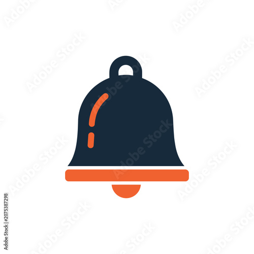 Simple bell icon with a subtle outline during a notification alert against a plain backdrop isolated on white background