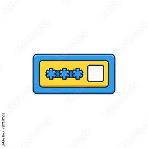 Digital password entry field with asterisks and a blank input box during secure login isolated on white background