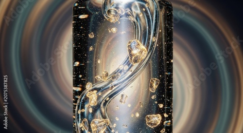 Fluid Water Bubbles Swirl in Abstract Cosmic Light Environment