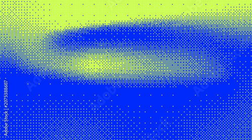 Blue green pixelated bitmap texture background. Retro pixel art, glitch dither pattern, 8 bit background. Game or arcade games duotone banner with copy space. Vector illustration