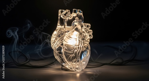 Glass Heart Lamp Glowing Softly in Modern Home Decor Setting