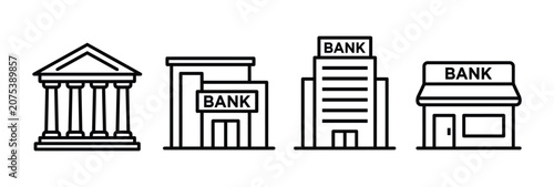 Obraz na płótnie Bank building icon set representing financial institutions and architecture in o