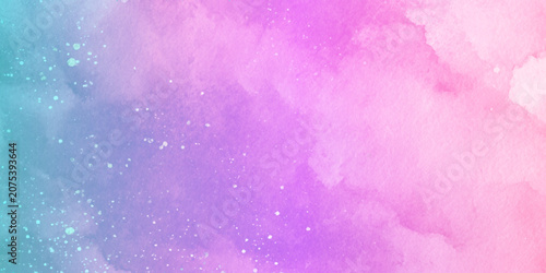 Dreamy Pink and purple cloud sky with soft fluffy texture for ethereal abstract, watercolor paint with blurred depth of field effect, colorful watercolor purple and blue watercolor .