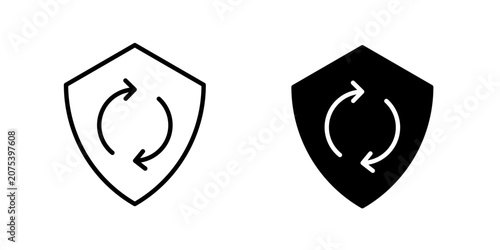 Protection Update Icon for security updates system protection and threat prevention use in UI UX websites apps and systems Vector illustration with stroke and fill on a white background.