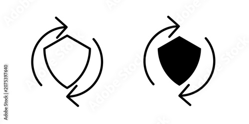 Recovery Shield Icon for account recovery system protection and secure data restoration use in UI UX websites apps and systems Vector illustration with stroke and fill on a white background.