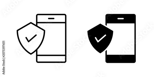 Safe Device Icon for device protection secure access and digital safety management use in UI UX websites apps and systems Vector illustration with stroke and fill on a white background.