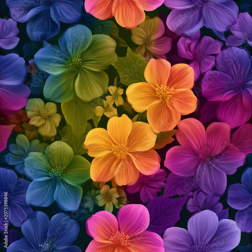 Vibrant Colorful Floral Pattern Background