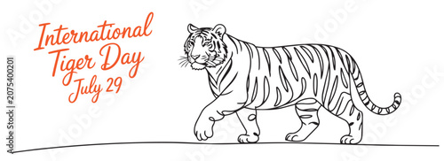 Canvastavla Tiger Walking on Line International Tiger Day July 29