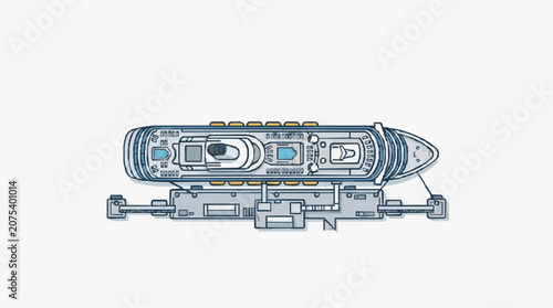 Obraz na plátně Top View Illustration of a Modern Luxury Cruise Ship.