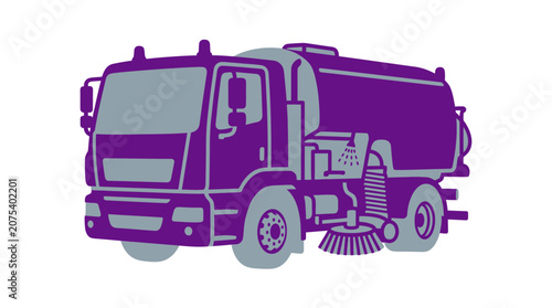 Street Sweeper Truck Icon Vector Illustration