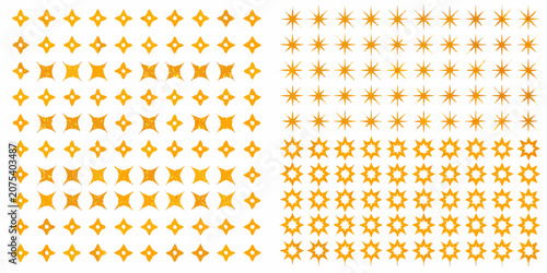 Cuadro en lienzo Yellow Star Shapes Pattern On White Background