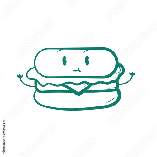 Cute Kawaii Sandwich Characters Vector Set Pastel Colored Flat Style Fast Food Illustration, Hand Drawn Cartoon Sandwich Collection for Breakfast, Lunch, Cafe Menu, Kids Food, and Snack Design