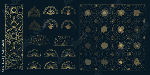 Photos Geometric design elements golden vector illustration on dark background
