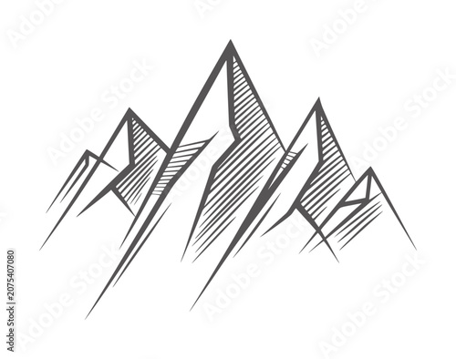 фотографія Stylized mountain range with sharp peaks and hatching detail jagged