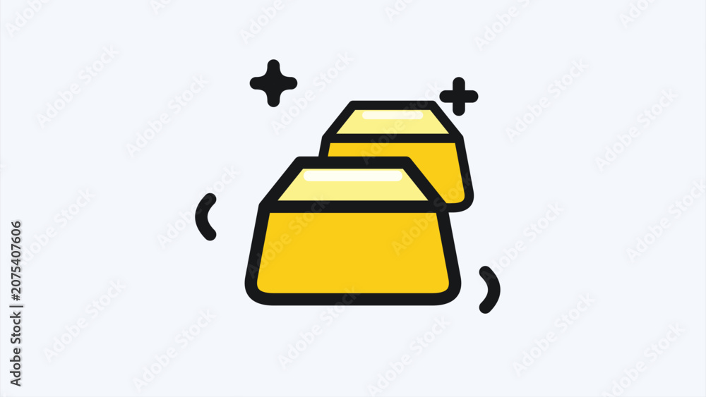 Fototapeta premium Gold Bars Bullion Stack Treasure Wealth Riches Minimalist Flat Design Cartoon Illustration Finance Investment Symbol Web Icon Graphic Asset Banking Economy