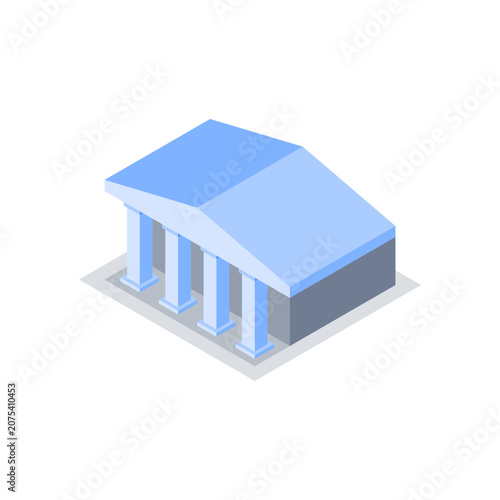 Isometric Bank Vector Icon Illustration.