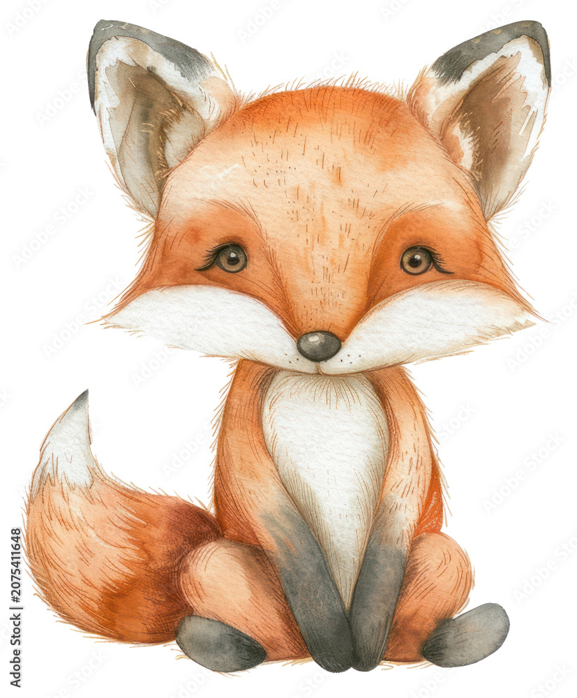 Obraz premium PNG Adorable watercolor fox illustration