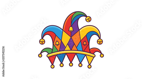 Tableau sur toile Colorful jester hat with bells.