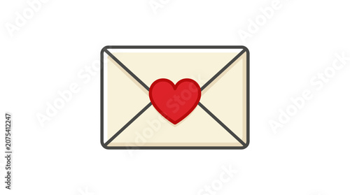 Fotografie Love letter with red heart symbol.