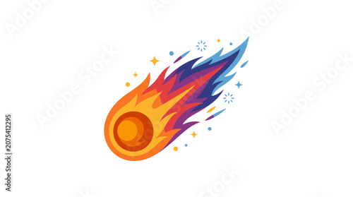 Obraz na plátně Vibrant orange comet with flames.