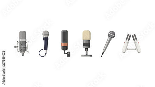 Photos Assorted microphones for recording and broadcasting