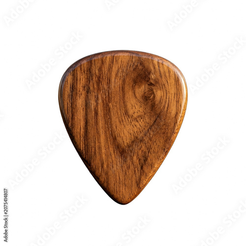 Wooden guitar pick isolated on black background