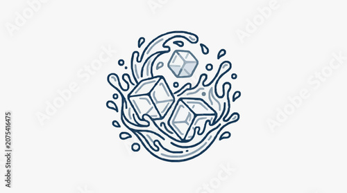 Foto Ice Cubes Splash Water Refreshing Drink Element.
