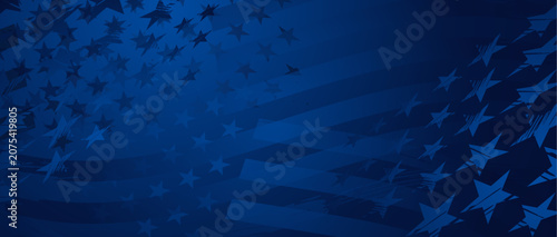 Tableau sur toile Dark blue distressed grunge American flag background, patriotic stars with copy