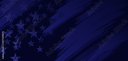 Bild auf Leinwand Dark blue patriotic stars grunge distressed 
American flag background with copy
