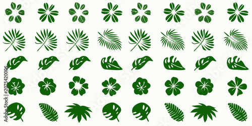 Vászonkép Green Leaf Designs Collection Vector Illustration With White Background