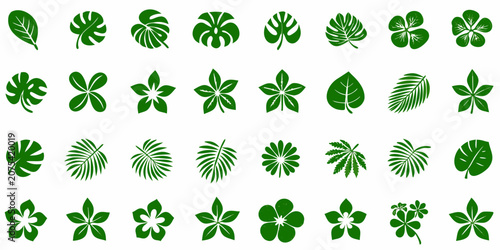 Konstfotografi Green Leaf Collection A Repeating Vector Pattern On White Background