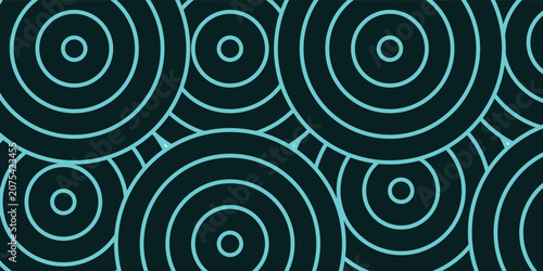 Cuadro en lienzo Abstract turquoise circular lines on a dark background
