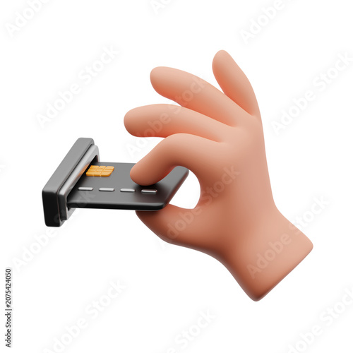 Hand Inserting Credit Card Into Terminal 3d illustration